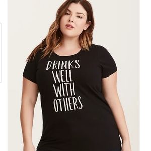 🛍  "Cheers to Good Times: 'Drinks Well with Others' Black Scoop Tee"